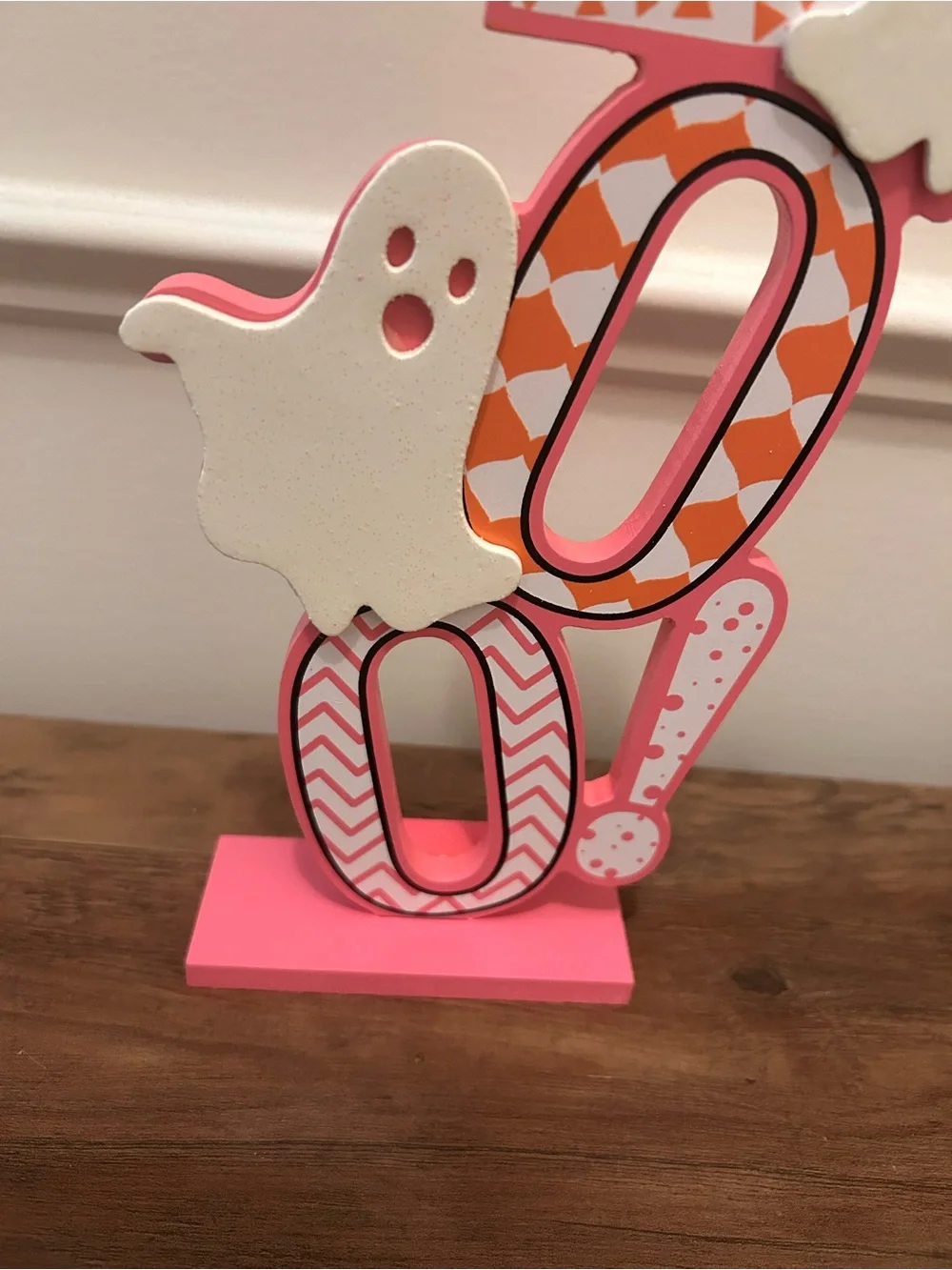 Pink 'BOO!' Halloween Tabletop Decor by